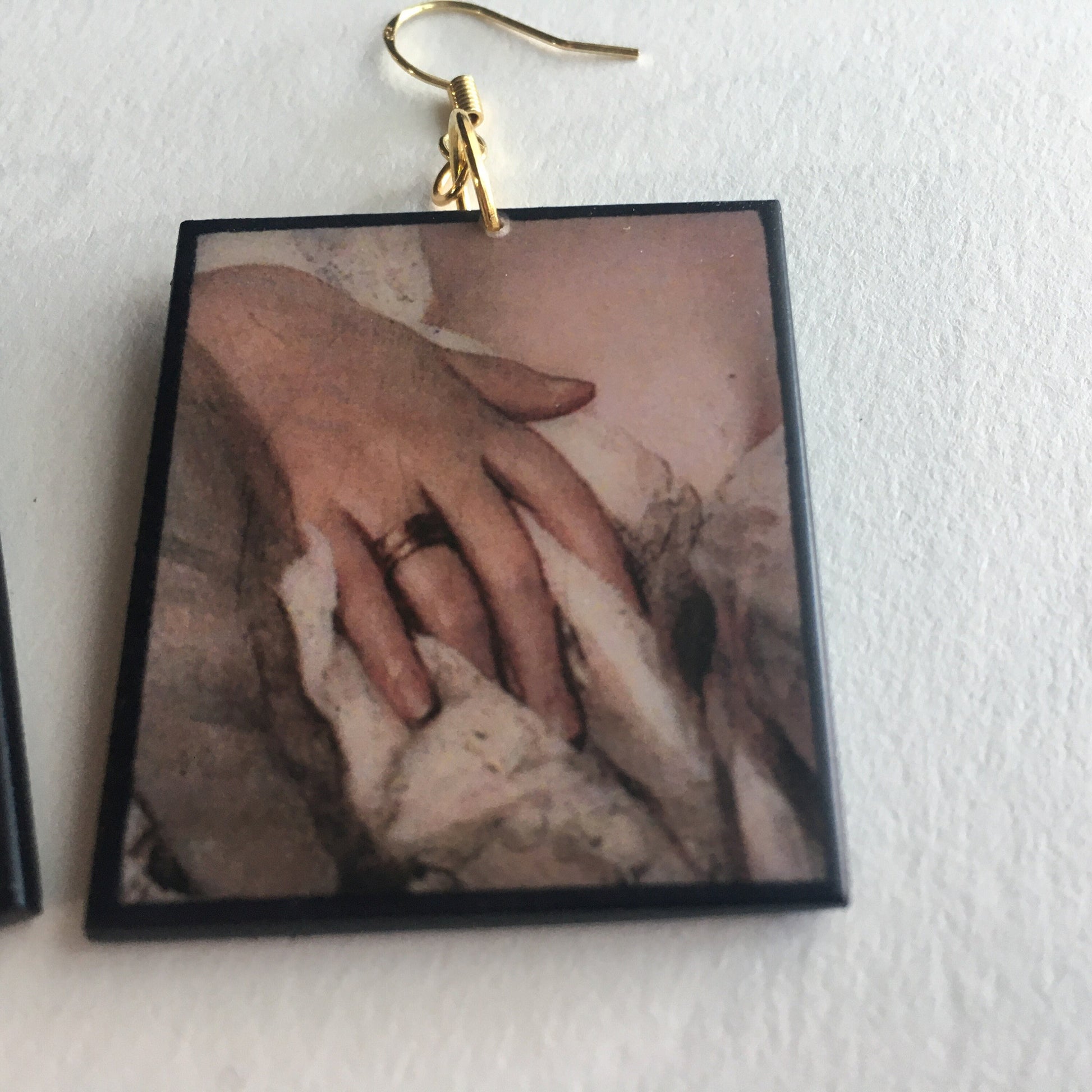 Museum-Inspired Sustainable Earrings Sensual woman, Valentine gift, wooden earrings. Rococo art. Obljewellery