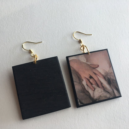 Museum-Inspired Sustainable Earrings Sensual woman, Valentine gift, wooden earrings. Rococo art. Obljewellery
