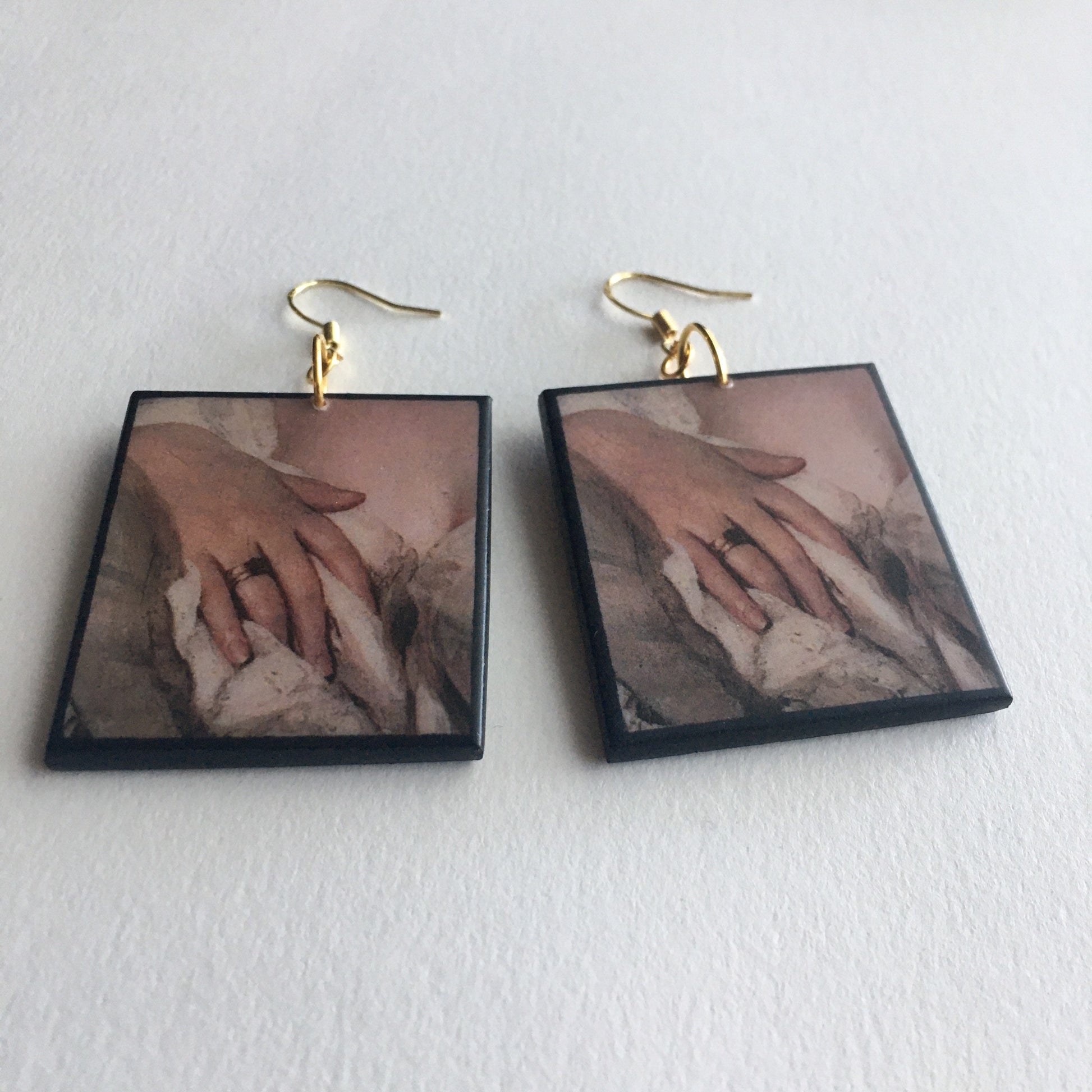 Museum-Inspired Sustainable Earrings Sensual woman, Valentine gift, wooden earrings. Rococo art. Obljewellery