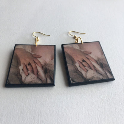 Museum-Inspired Sustainable Earrings Sensual woman, Valentine gift, wooden earrings. Rococo art. Obljewellery
