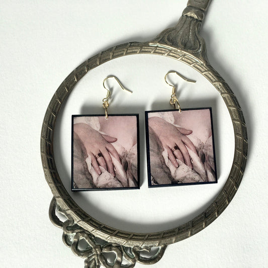 Museum-Inspired Sustainable Earrings Sensual woman, Valentine gift, wooden earrings. Rococo art. Obljewellery