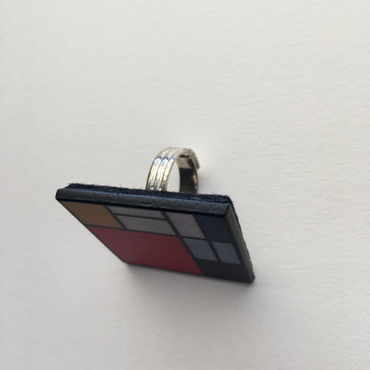 Museum-Inspired Sustainable Rings Piet Mondrian statement art ring. Obljewellery