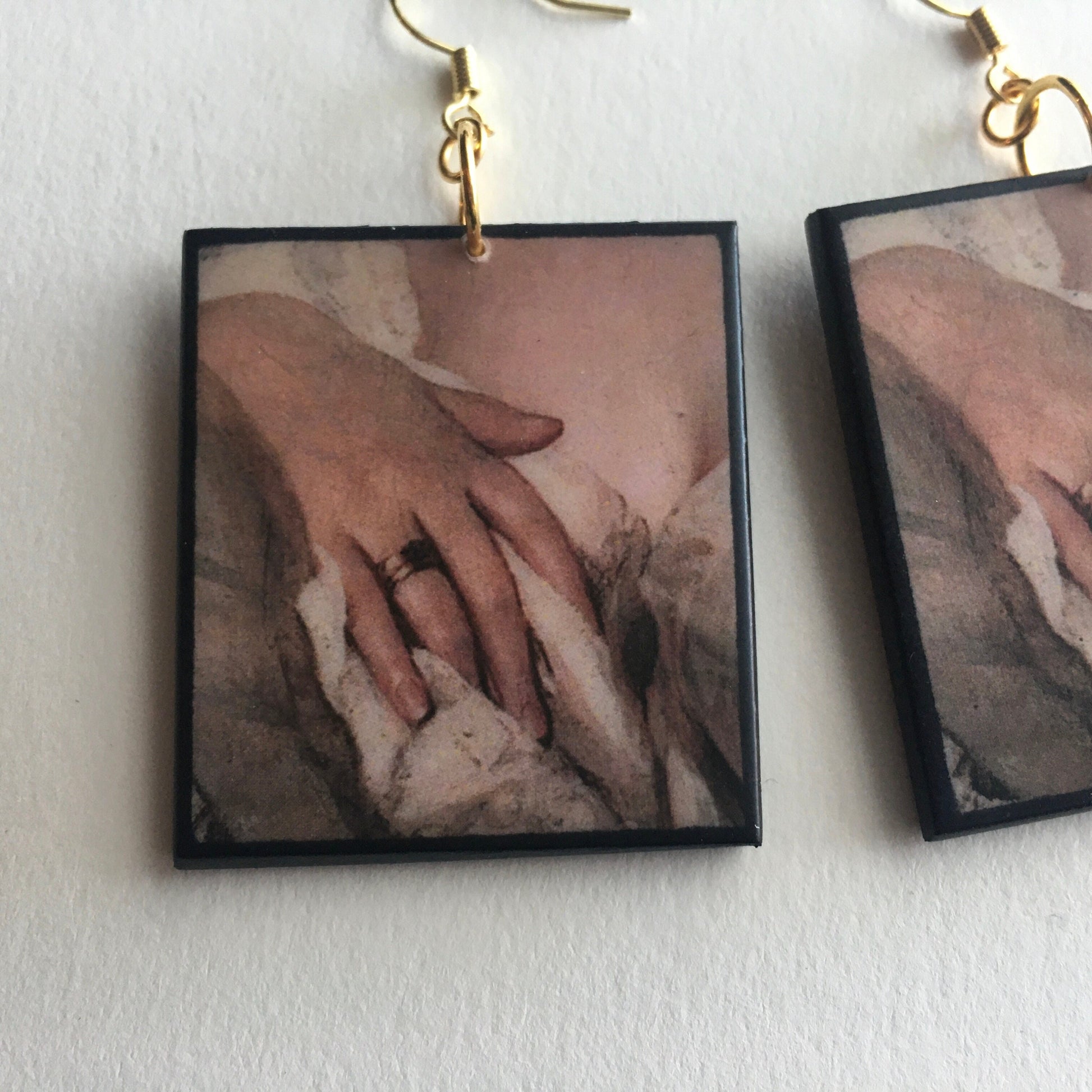 Museum-Inspired Sustainable Earrings Sensual woman, Valentine gift, wooden earrings. Rococo art. Obljewellery