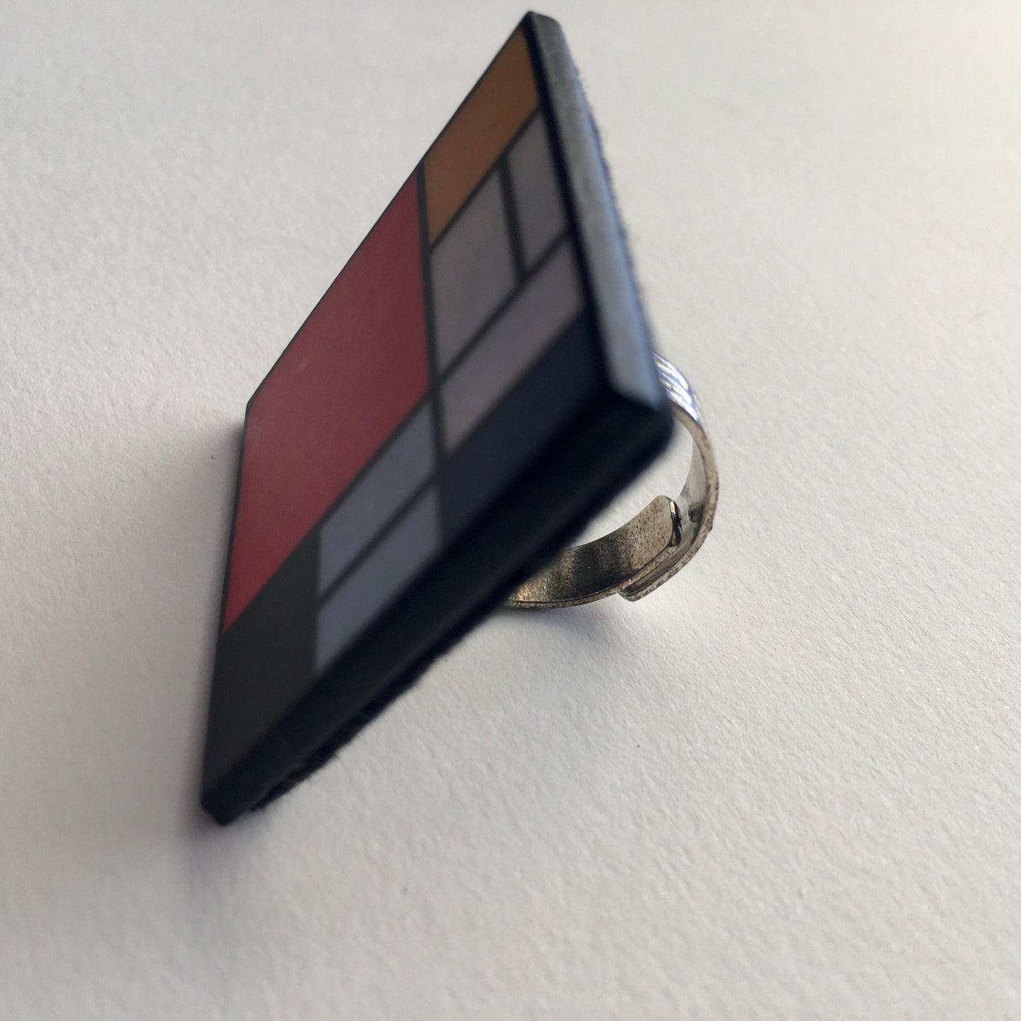 Museum-Inspired Sustainable Rings Piet Mondrian statement art ring. Obljewellery