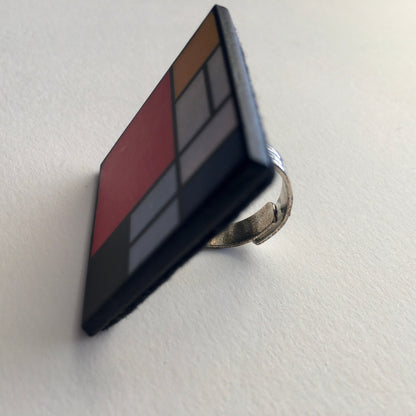 Museum-Inspired Sustainable Rings Piet Mondrian statement art ring. Obljewellery