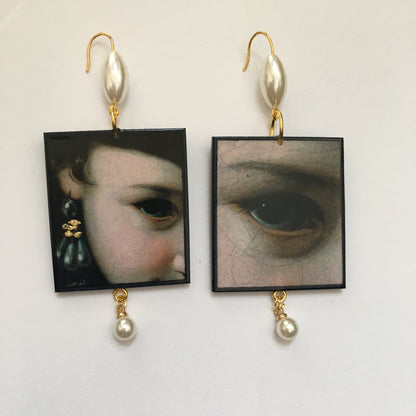 Museum-Inspired Sustainable Earrings Baroque art details earrings with pearls Obljewellery