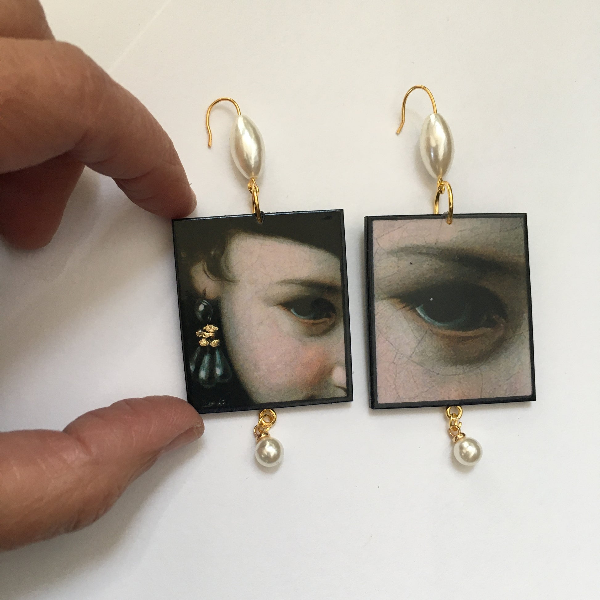 Museum-Inspired Sustainable Earrings Baroque art details earrings with pearls Obljewellery