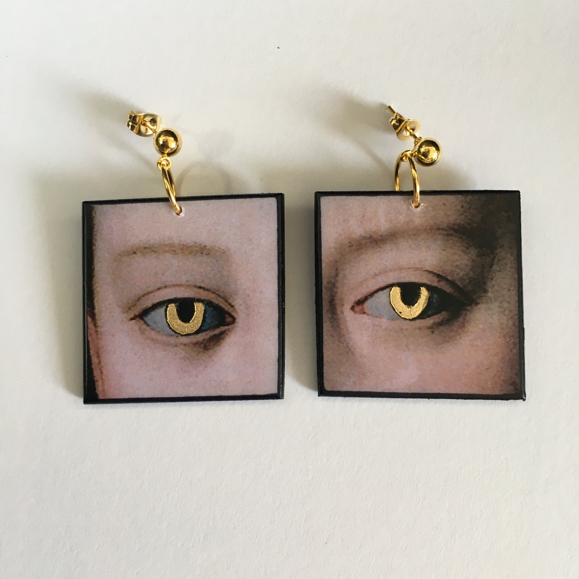 Museum-Inspired Sustainable Earrings Gold eyes earrings Obljewellery