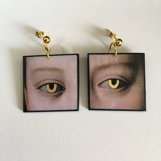 Museum-Inspired Sustainable Earrings Gold eyes earrings Obljewellery