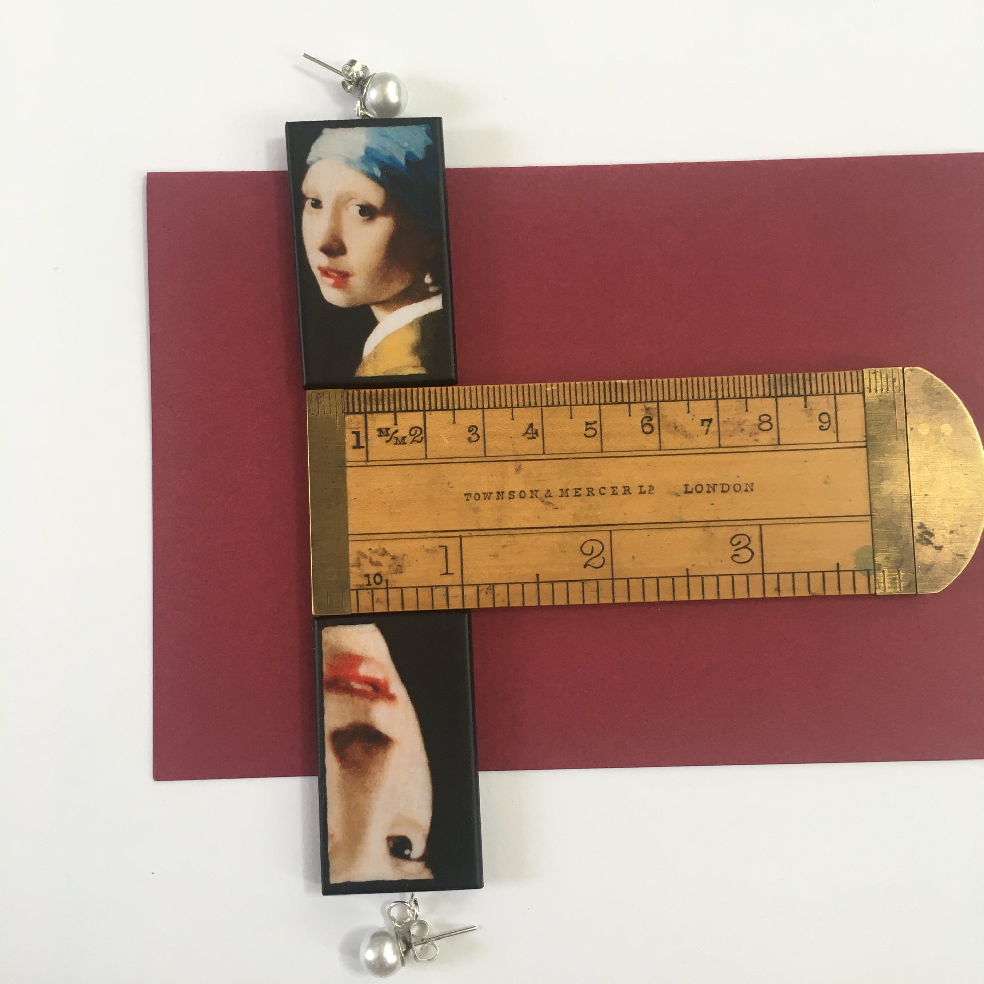 Museum-Inspired Sustainable Earrings Girl with a Pearl Earring Art Earrings | Vermeer inspired. Sustainable wood. Obljewellery