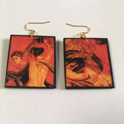 Museum-Inspired Sustainable Earrings Pompeii red fresco earrings Obljewellery