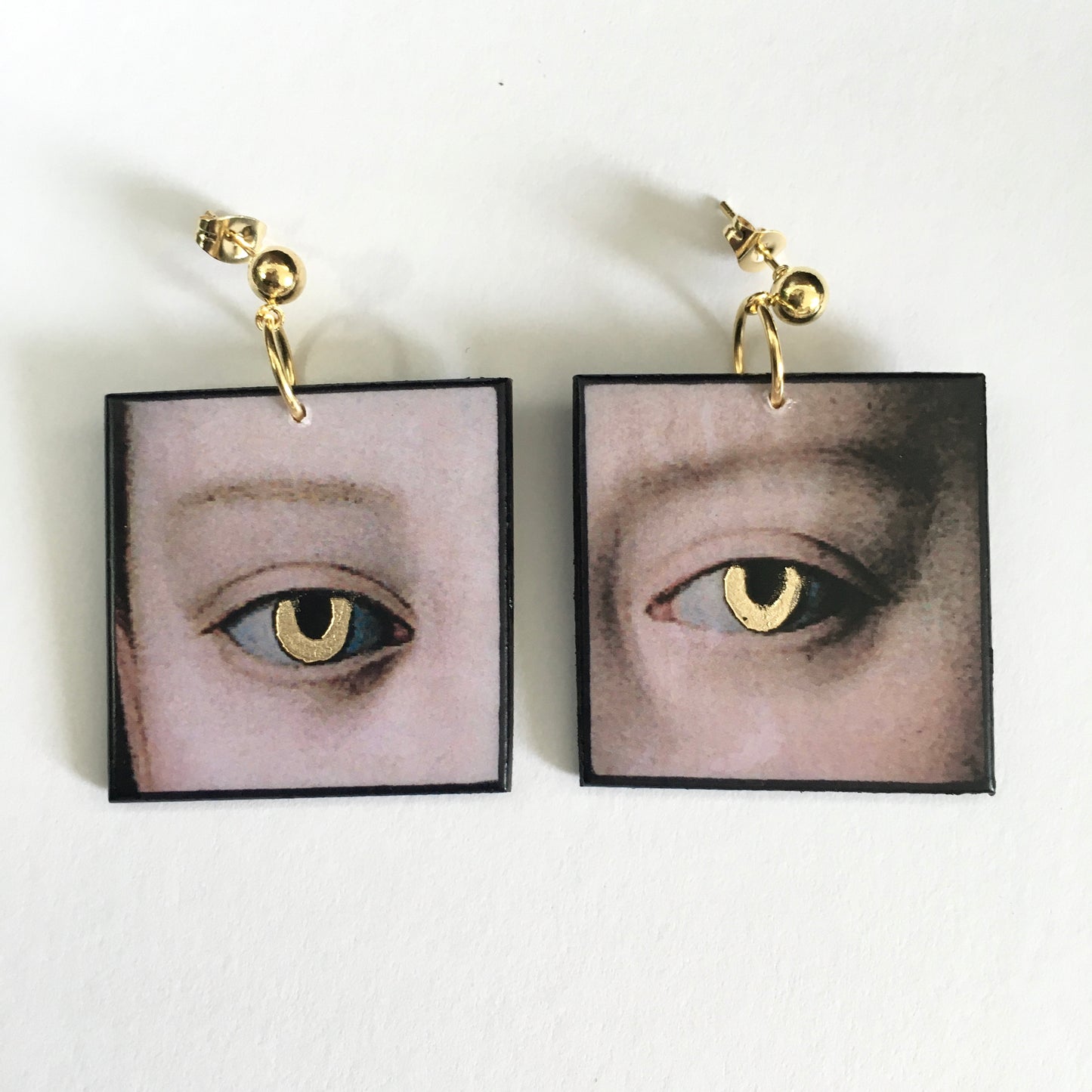 Museum-Inspired Sustainable Earrings Gold eyes earrings Obljewellery