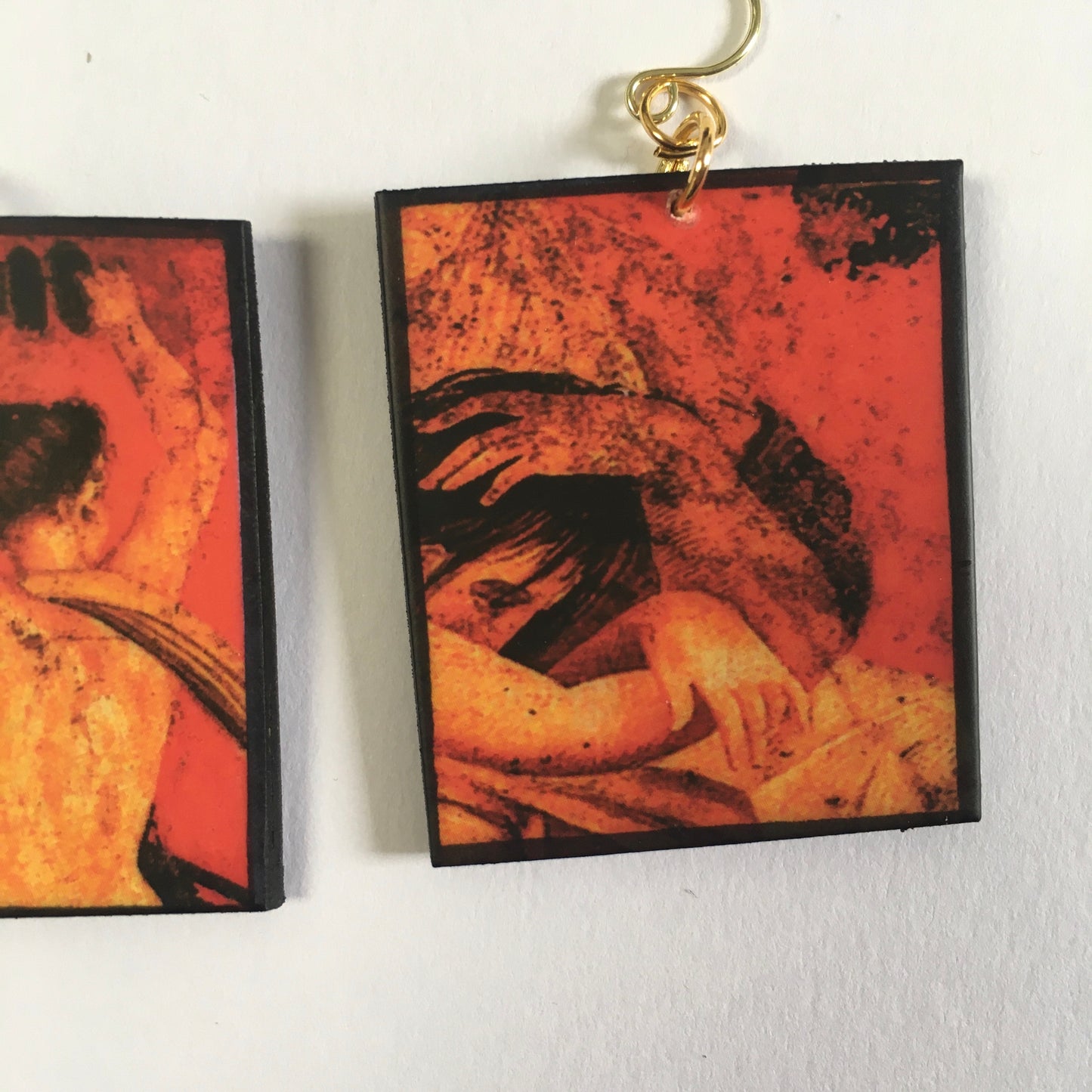 Museum-Inspired Sustainable Earrings Pompeii red fresco earrings Obljewellery