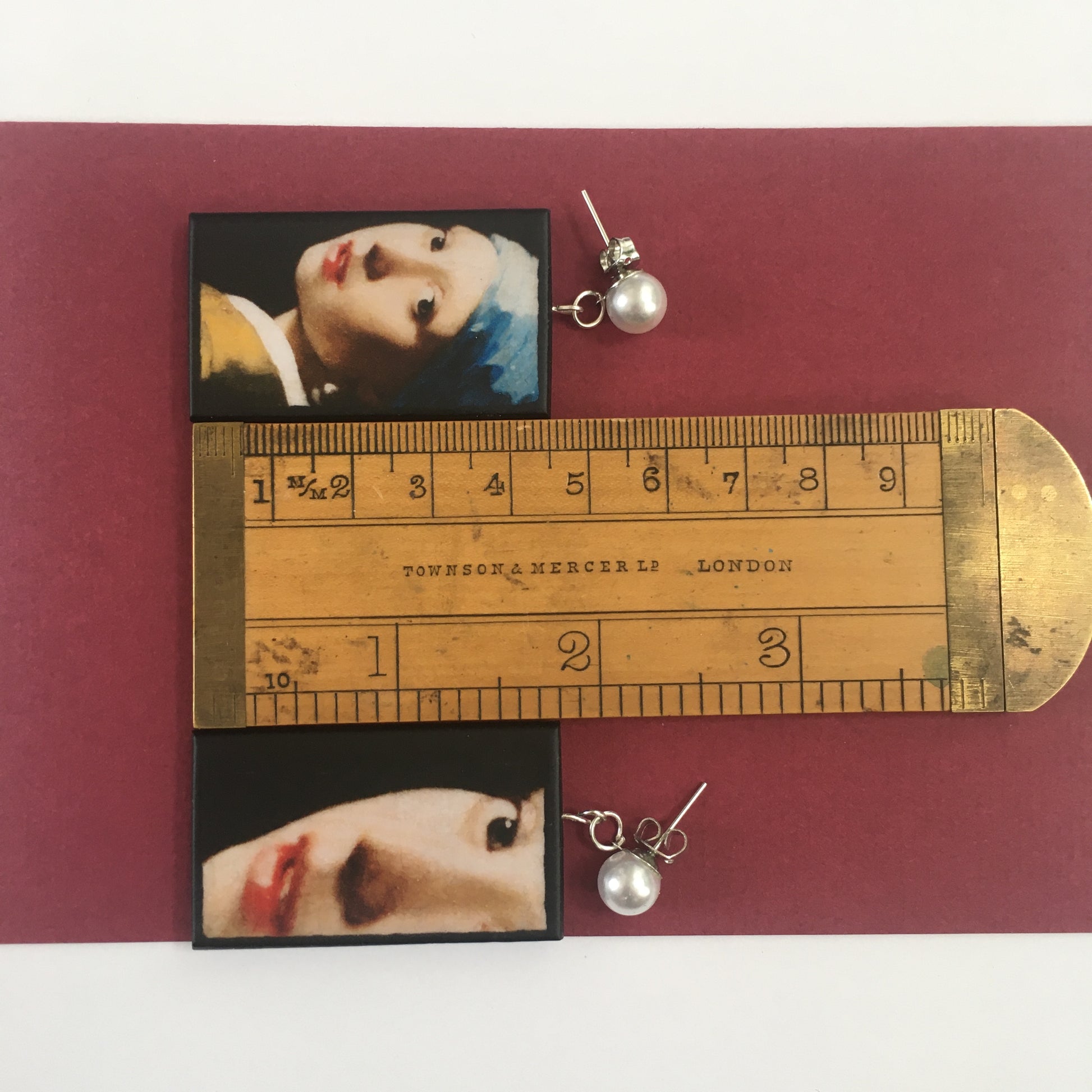 Museum-Inspired Sustainable Earrings Girl with a Pearl Earring Art Earrings | Vermeer inspired. Sustainable wood. Obljewellery