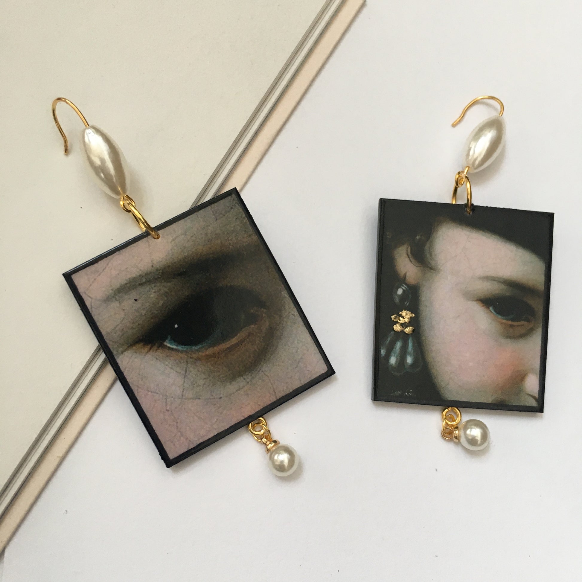 Museum-Inspired Sustainable Earrings Baroque art details earrings with pearls Obljewellery