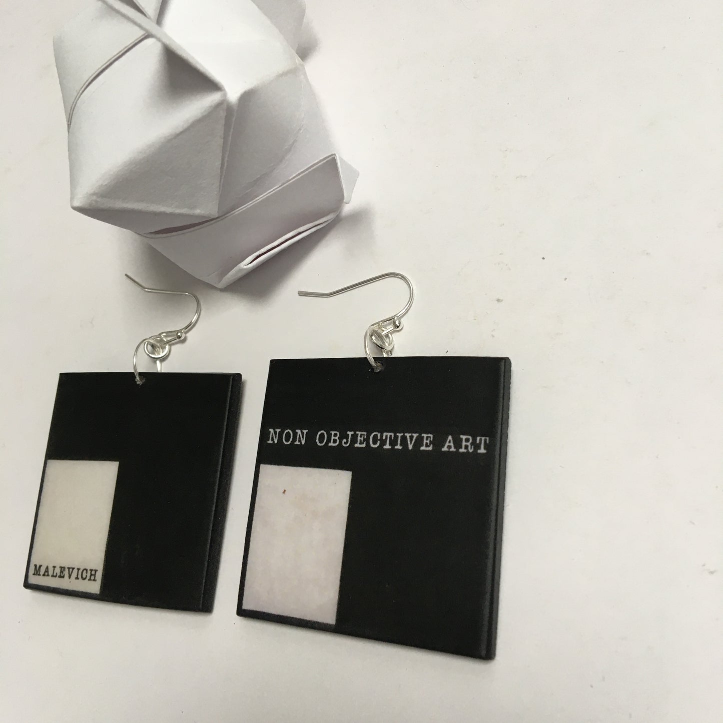 Museum-Inspired Sustainable Earrings Non Objective Art, Kazimir Malevich art earrings Obljewellery