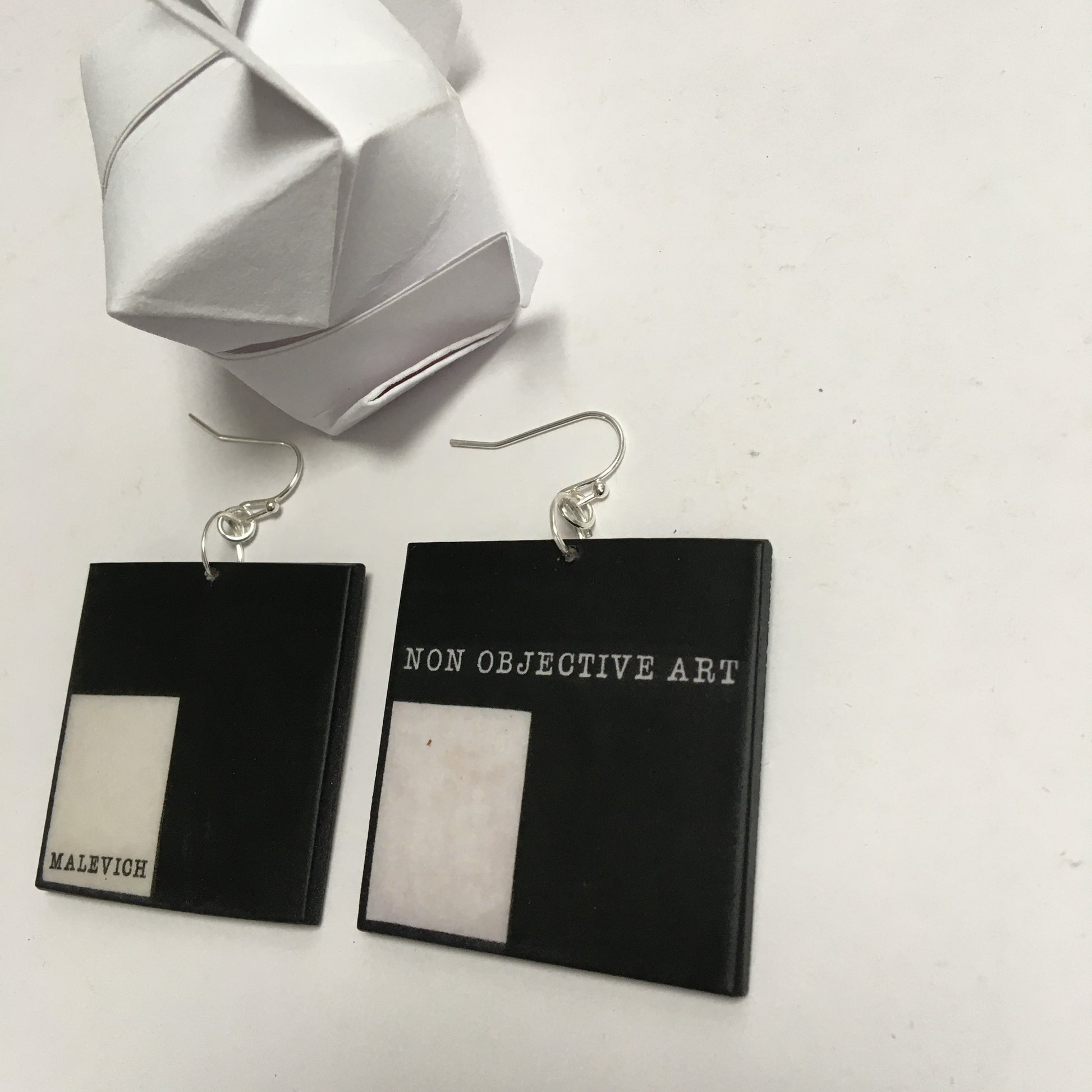 Museum-Inspired Sustainable Earrings Non Objective Art, Kazimir Malevich art earrings Obljewellery