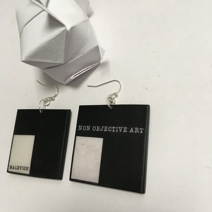 Museum-Inspired Sustainable Earrings Non Objective Art, Kazimir Malevich art earrings Obljewellery