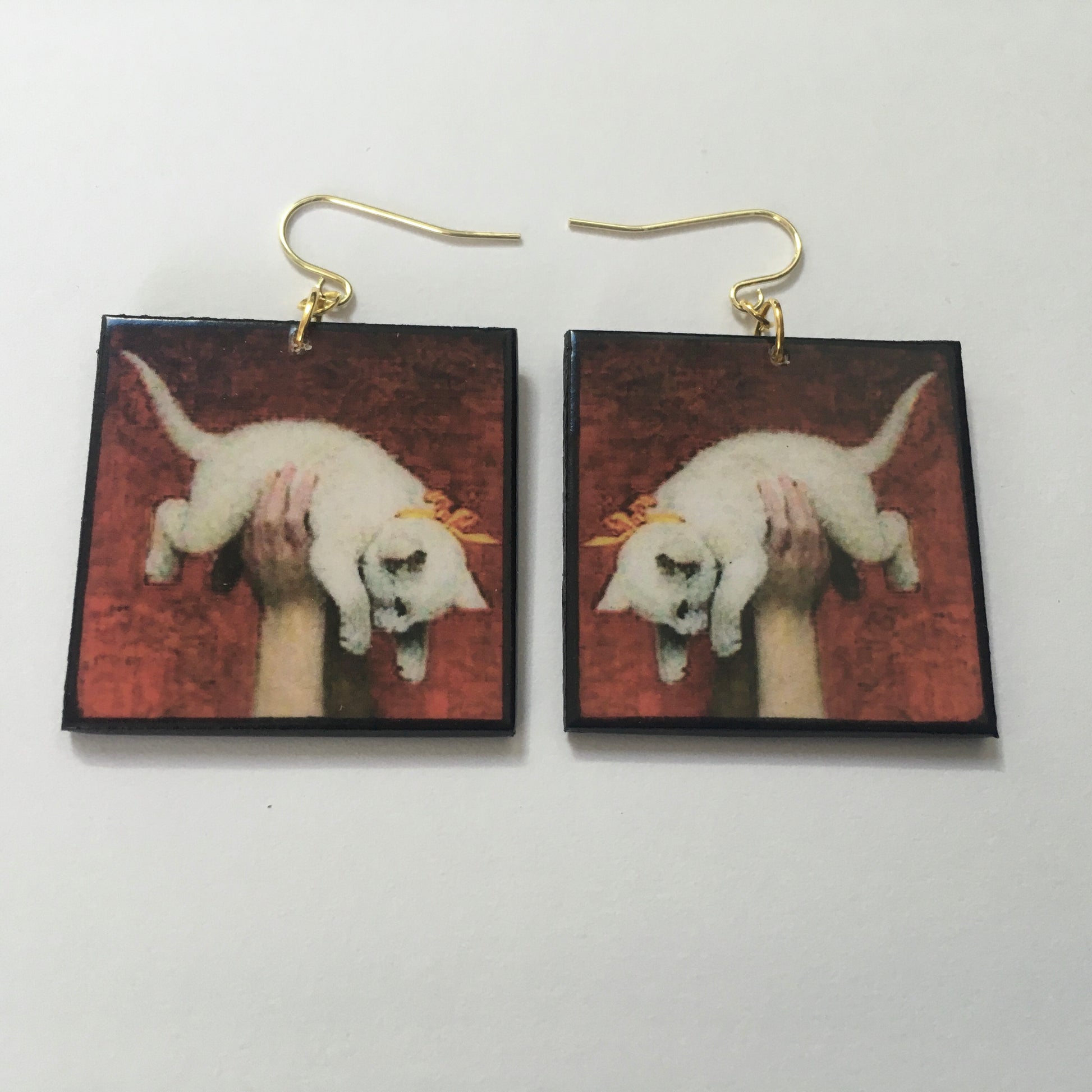 Museum-Inspired Sustainable Earrings Romantic art detail earrings. Cat earrings Obljewellery