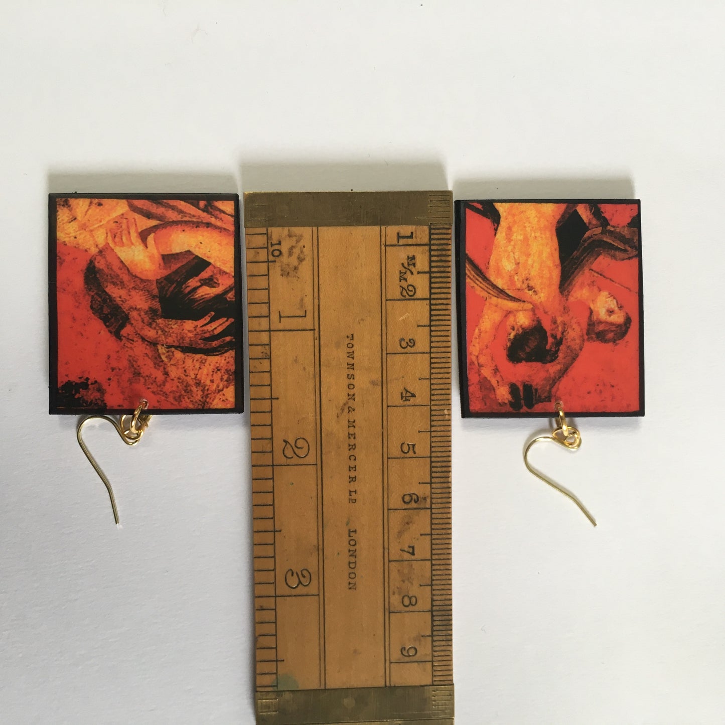 Museum-Inspired Sustainable Earrings Pompeii red fresco earrings Obljewellery