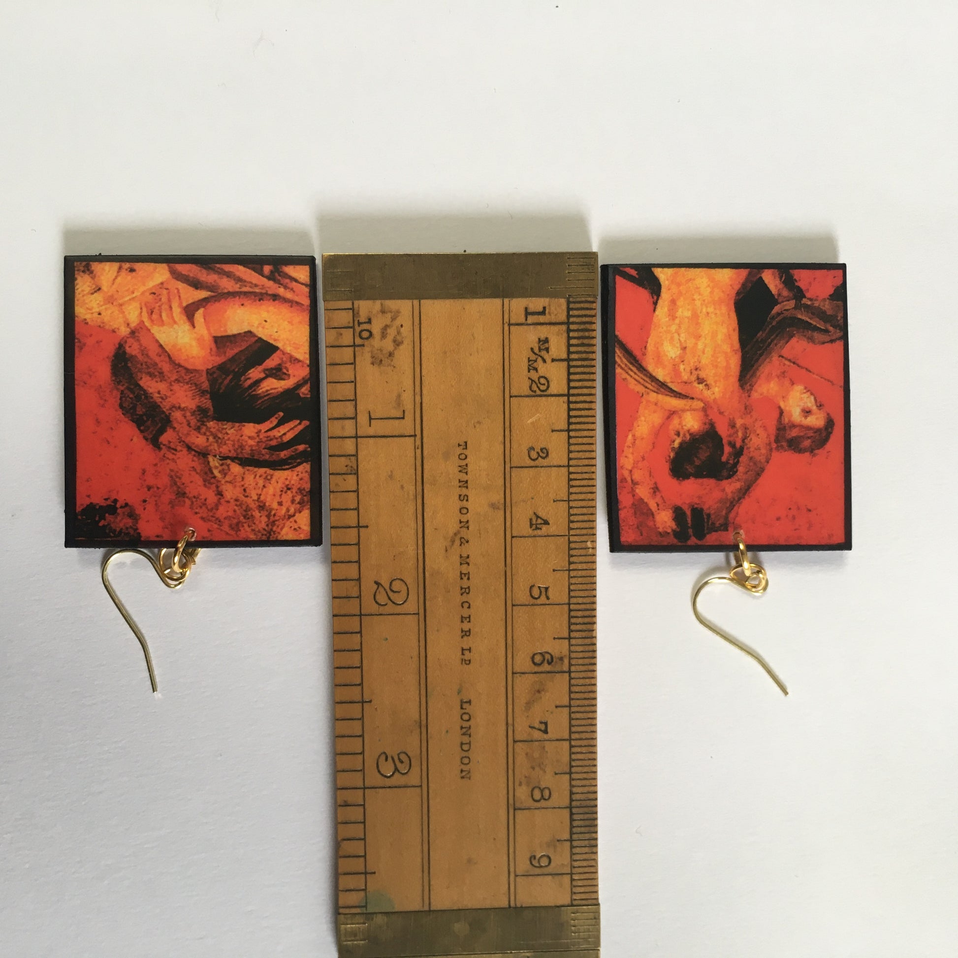 Museum-Inspired Sustainable Earrings Pompeii red fresco earrings Obljewellery