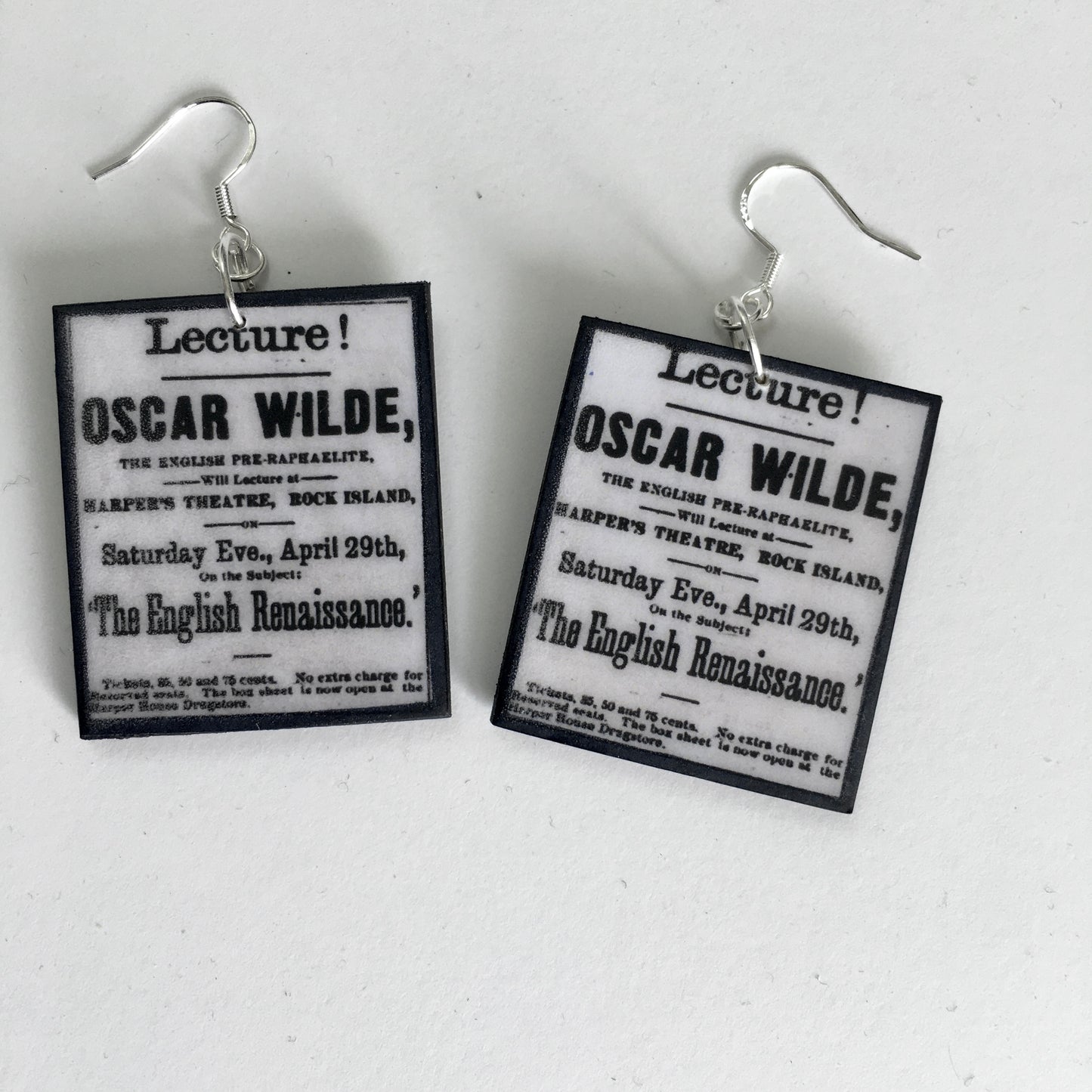 Museum-Inspired Sustainable Earrings Oscar Wilde at Harper’s Theatre art earrings Obljewellery
