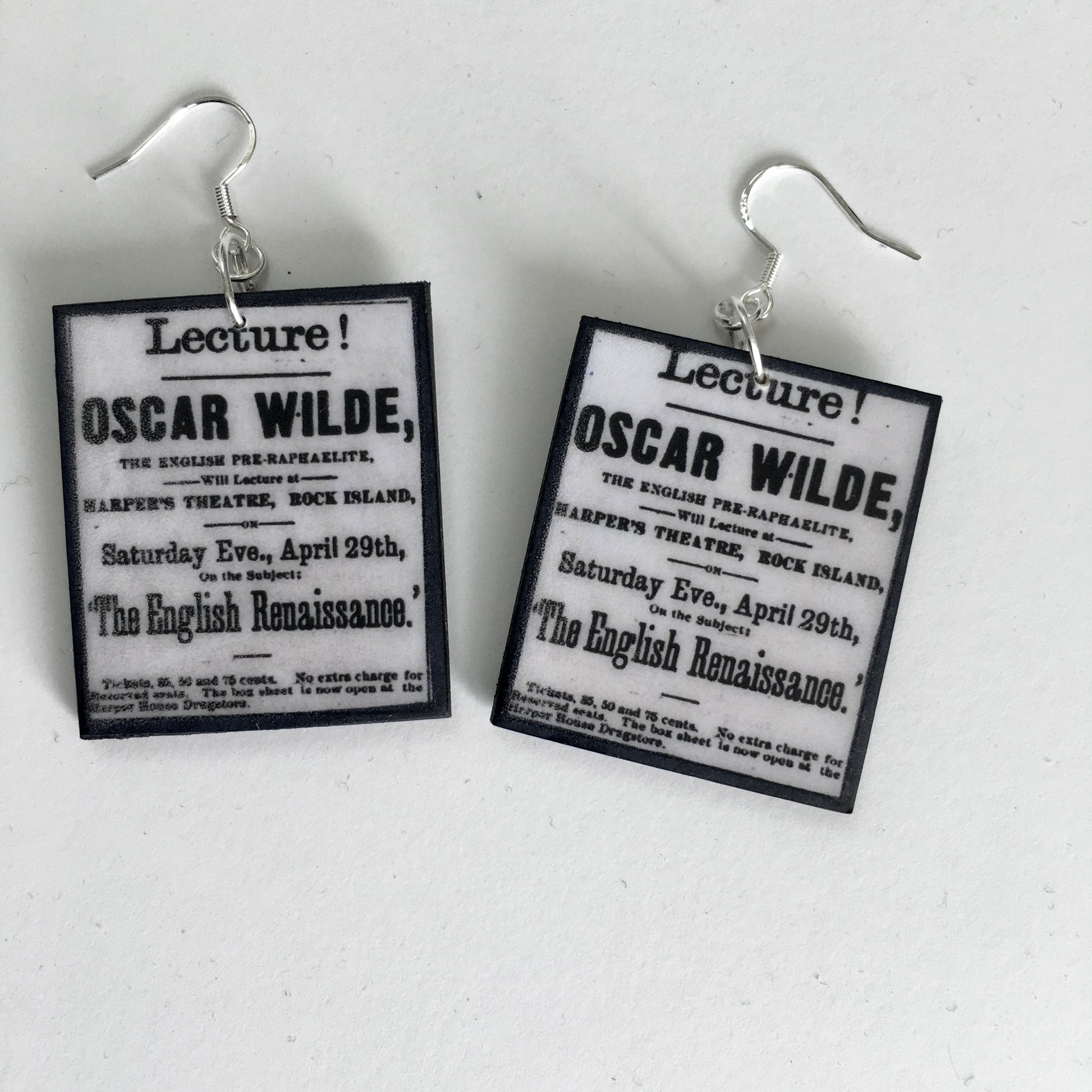 Museum-Inspired Sustainable Earrings Oscar Wilde at Harper’s Theatre art earrings Obljewellery
