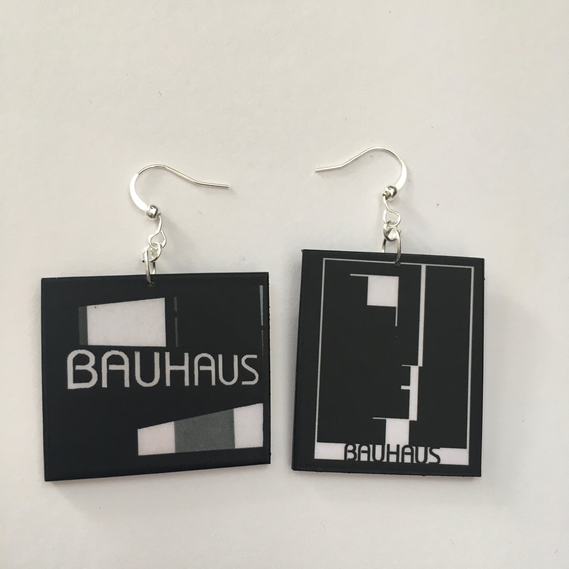 Museum-Inspired Sustainable Earrings Bauhaus art jewellery. Asymmetrical earrings. Obljewellery