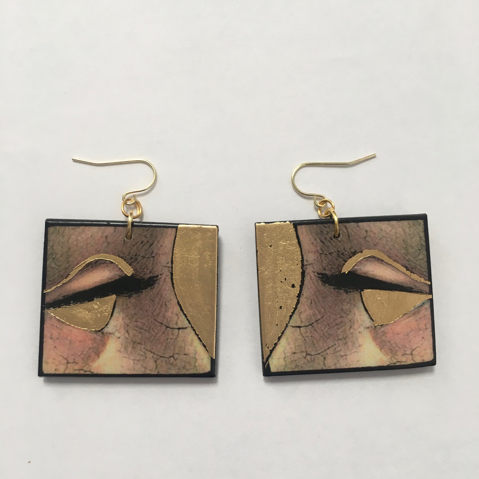 Museum-Inspired Sustainable Earrings Christmas gold leaf earrings Obljewellery