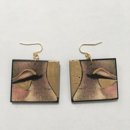 Museum-Inspired Sustainable Earrings Christmas gold leaf earrings Obljewellery