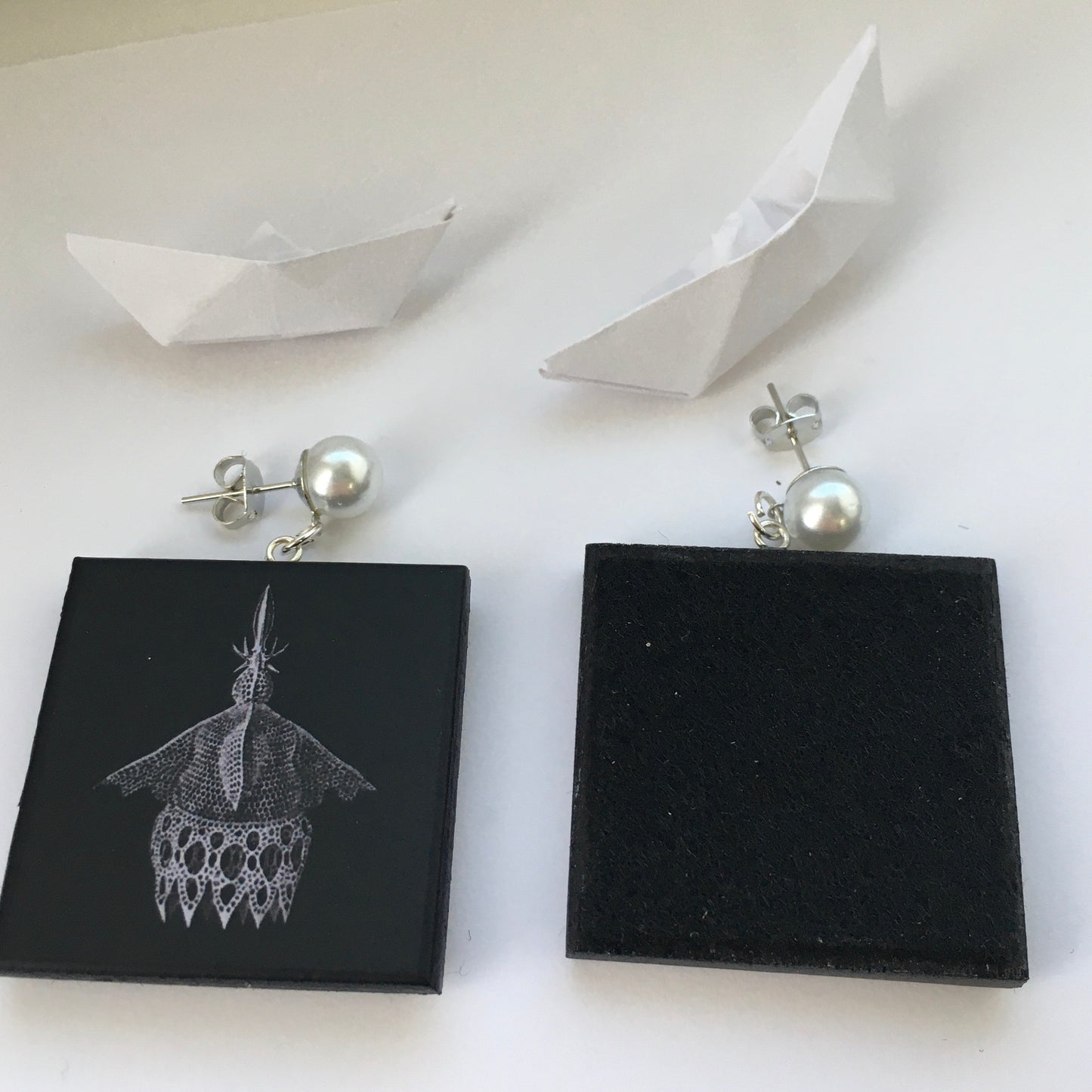 Museum-Inspired Sustainable Earrings Ernst Haeckel art earrings Obljewellery