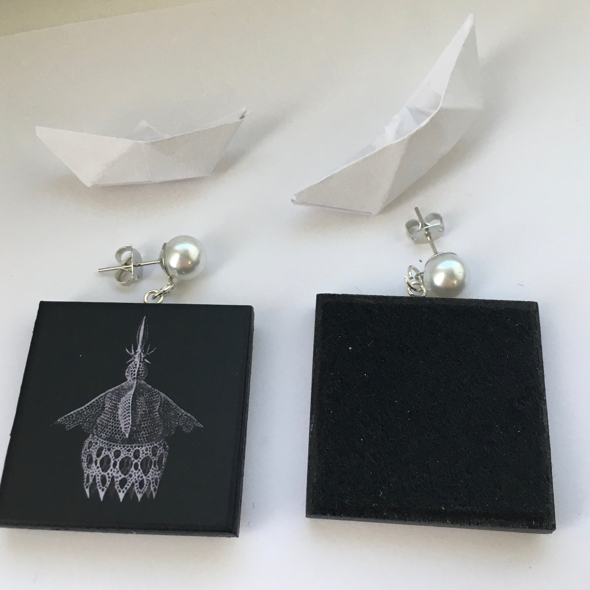 Museum-Inspired Sustainable Earrings Ernst Haeckel art earrings Obljewellery