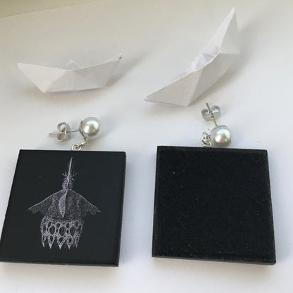 Museum-Inspired Sustainable Earrings Ernst Haeckel art earrings Obljewellery