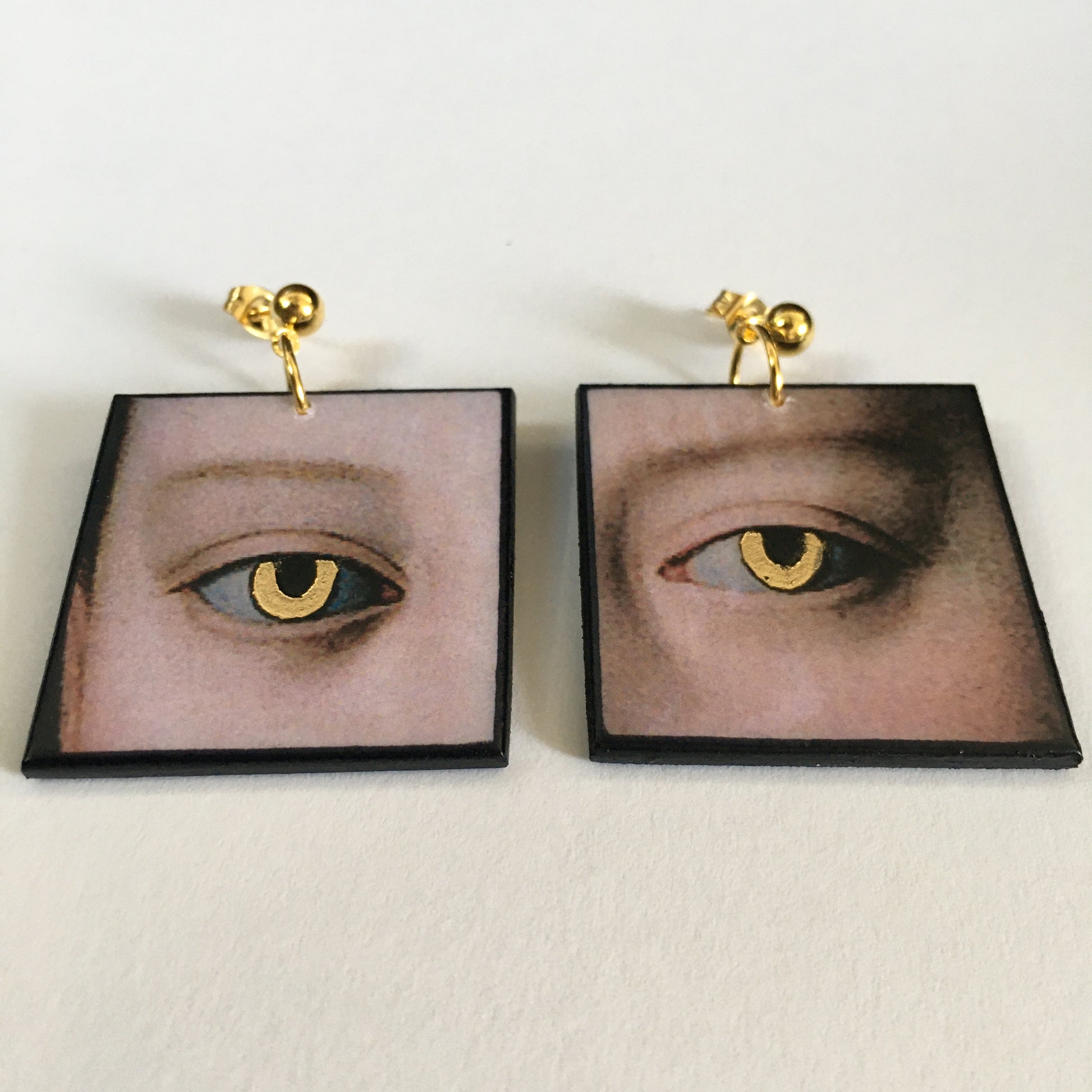 Museum-Inspired Sustainable Earrings Gold eyes earrings Obljewellery