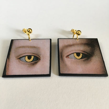 Museum-Inspired Sustainable Earrings Gold eyes earrings Obljewellery