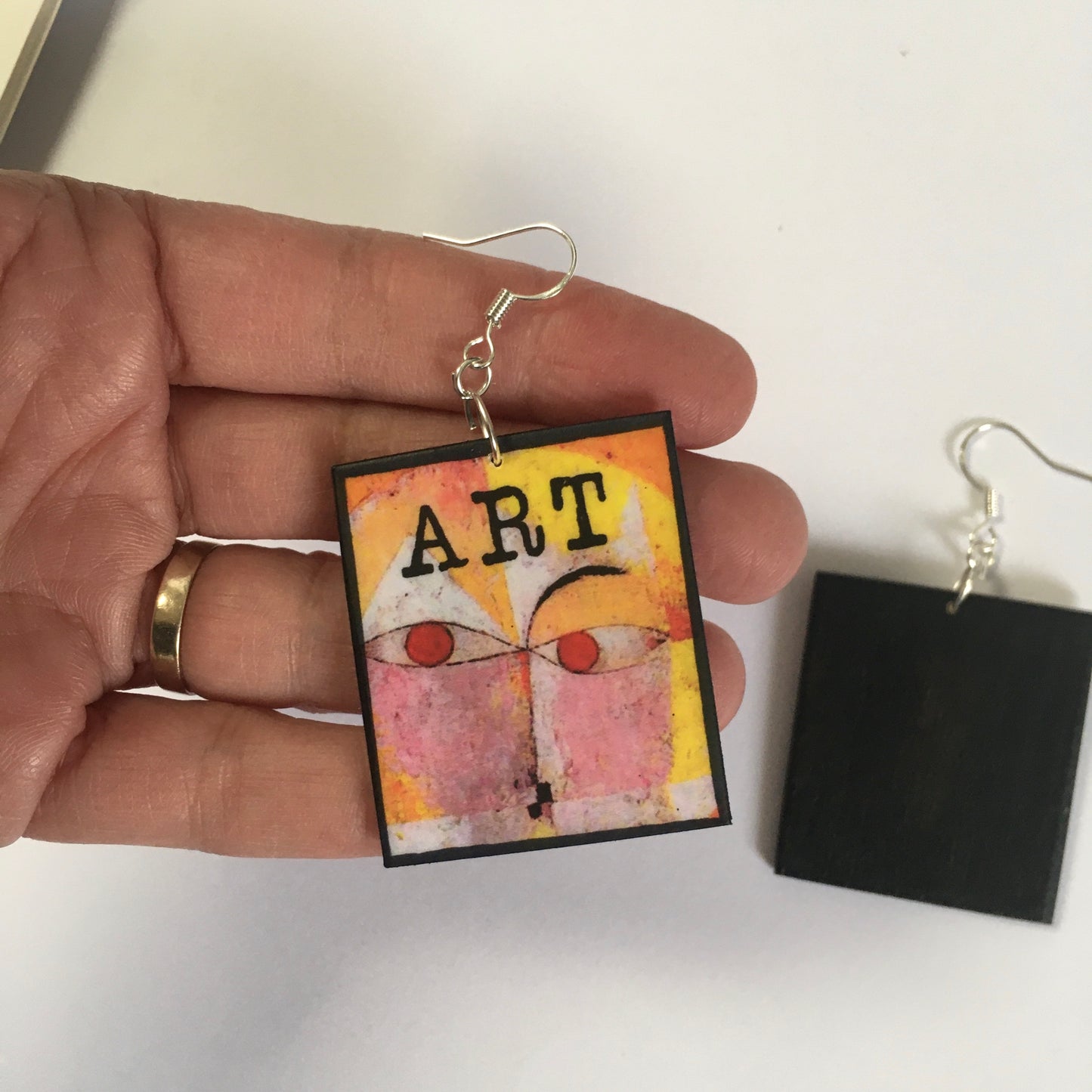 Museum-Inspired Sustainable Earrings Paul Klee art earrings Obljewellery
