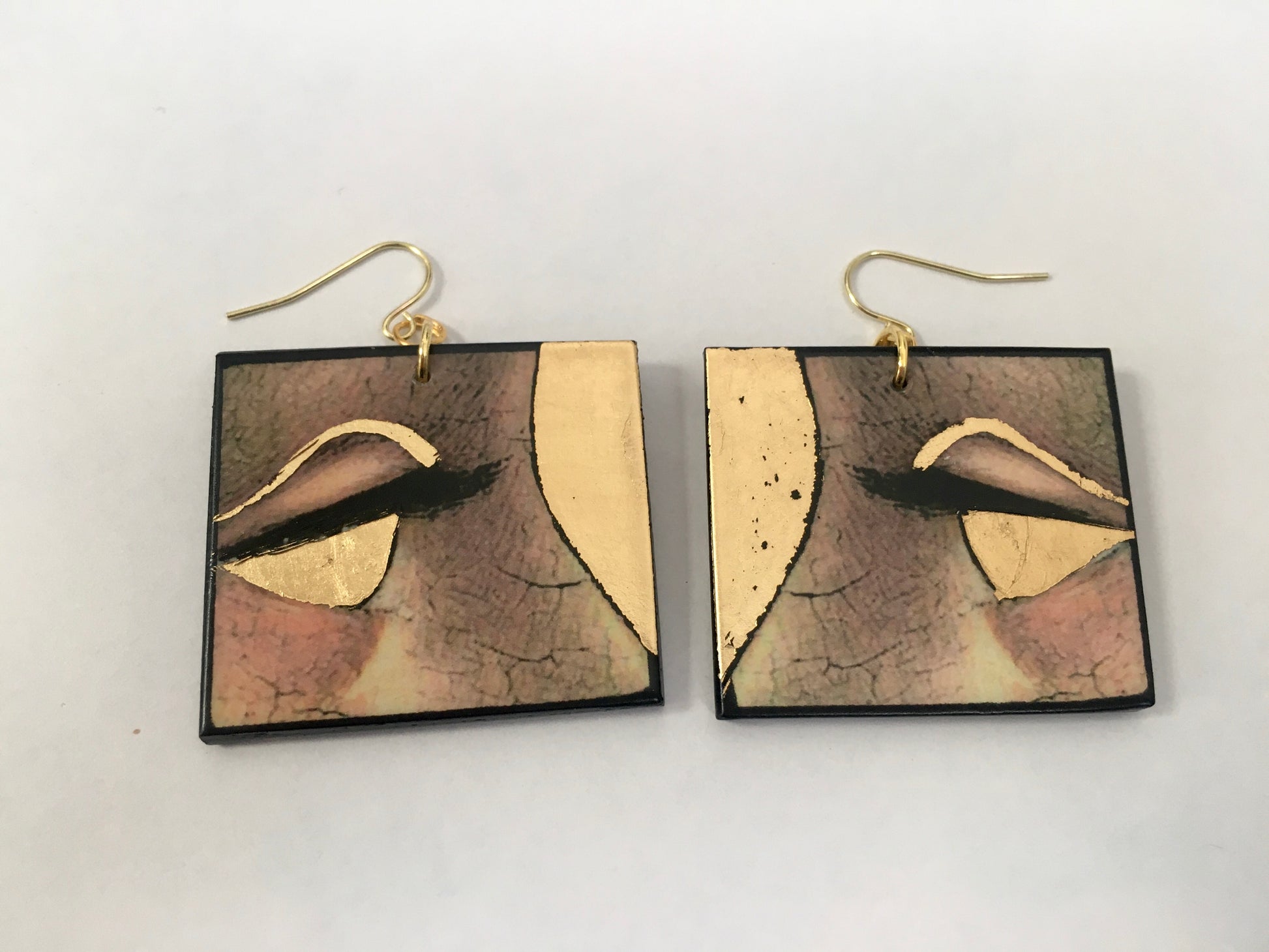 Museum-Inspired Sustainable Earrings Christmas gold leaf earrings Obljewellery