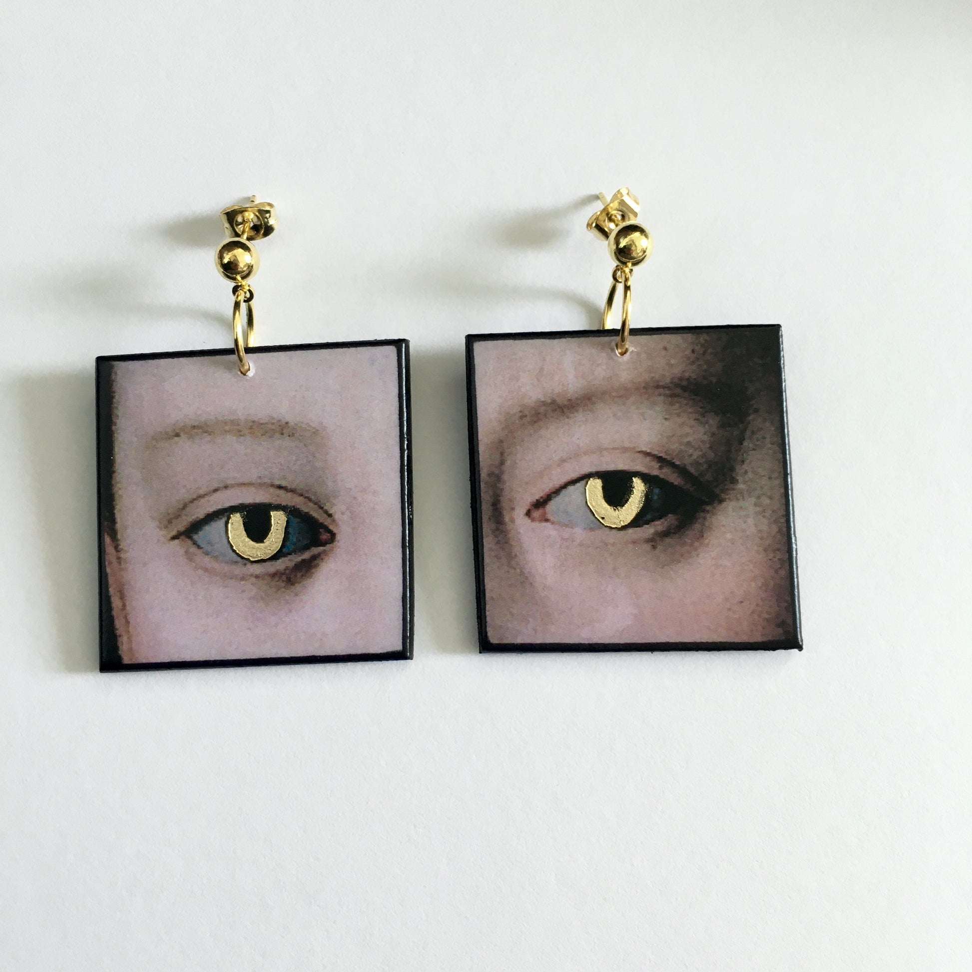 Museum-Inspired Sustainable Earrings Gold eyes earrings Obljewellery