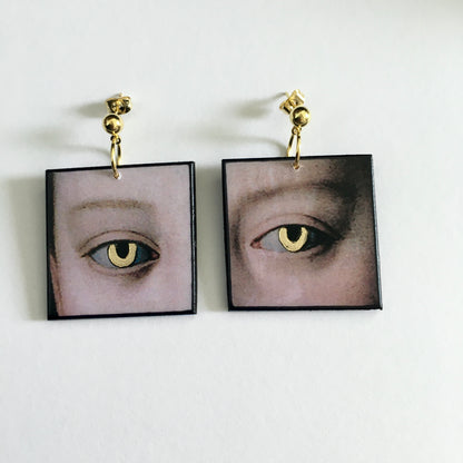 Museum-Inspired Sustainable Earrings Gold eyes earrings Obljewellery