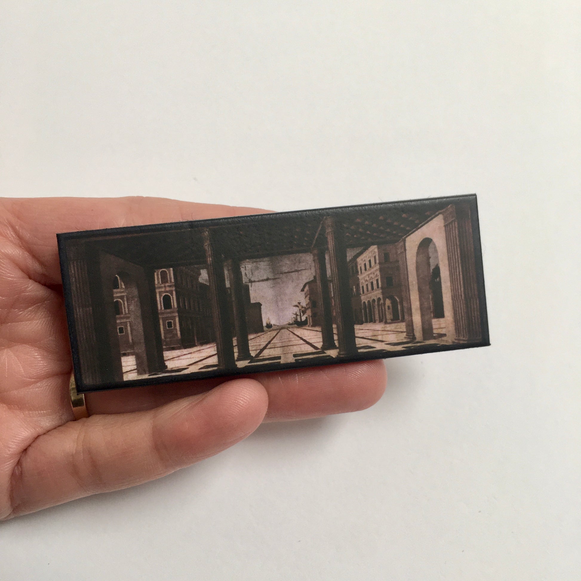 Museum-Inspired Sustainable Brooches The Ideal City, Berlin Renaissance art brooch. Obljewellery
