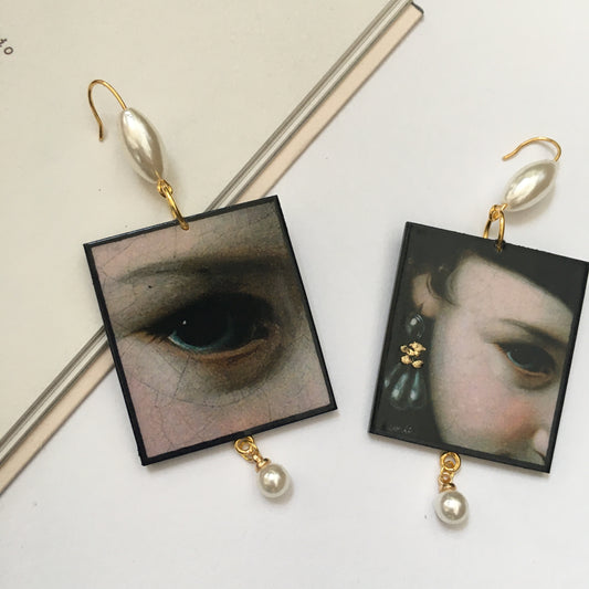 Museum-Inspired Sustainable Earrings Baroque art details earrings with pearls Obljewellery