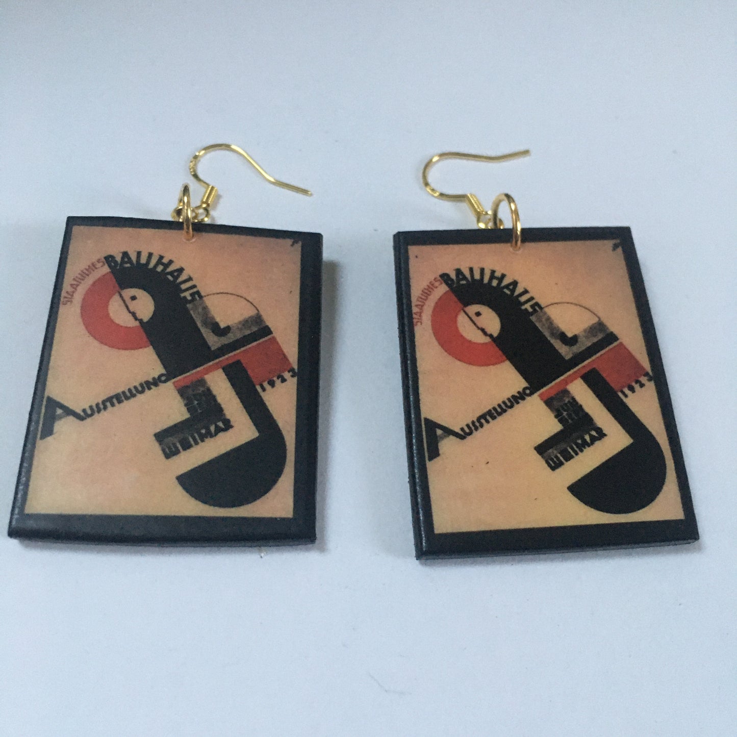 Museum-Inspired Sustainable Earrings Bauhaus poster exhibition earrings Obljewellery