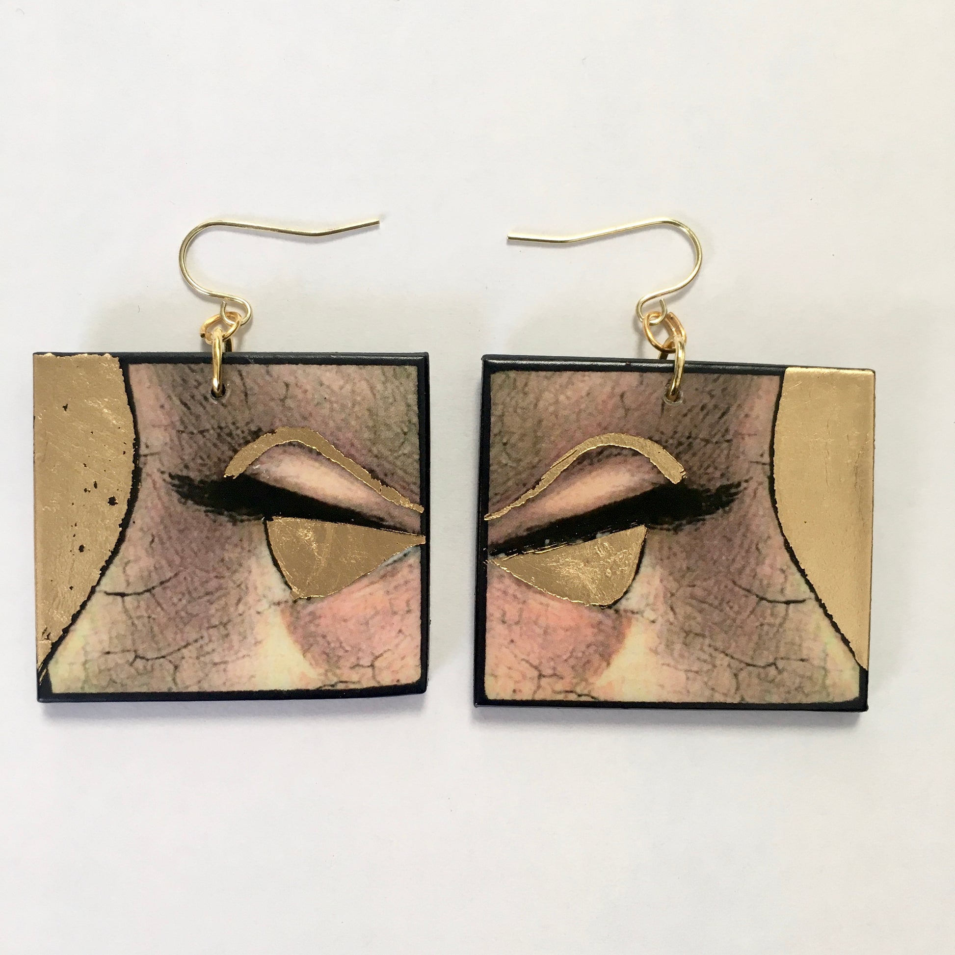 Museum-Inspired Sustainable Earrings Christmas gold leaf earrings Obljewellery
