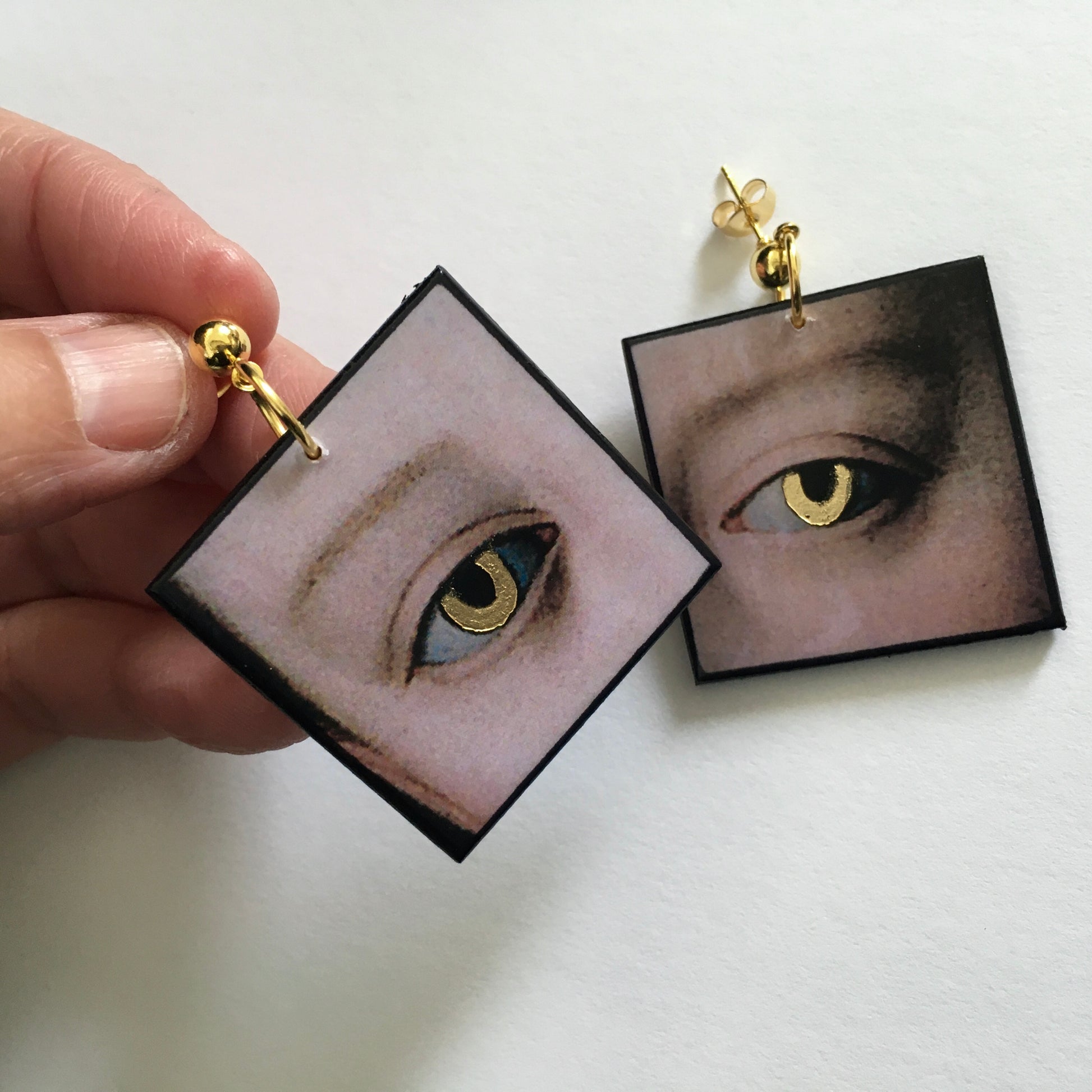 Museum-Inspired Sustainable Earrings Gold eyes earrings Obljewellery