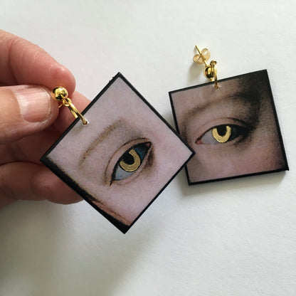 Museum-Inspired Sustainable Earrings Gold eyes earrings Obljewellery