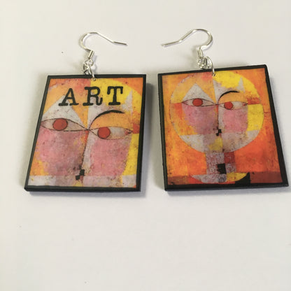 Museum-Inspired Sustainable Earrings Paul Klee art earrings Obljewellery