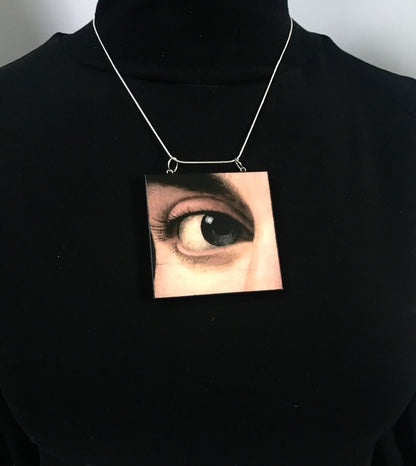Museum-Inspired Sustainable Necklace Renaissance eye art detail necklace Obljewellery