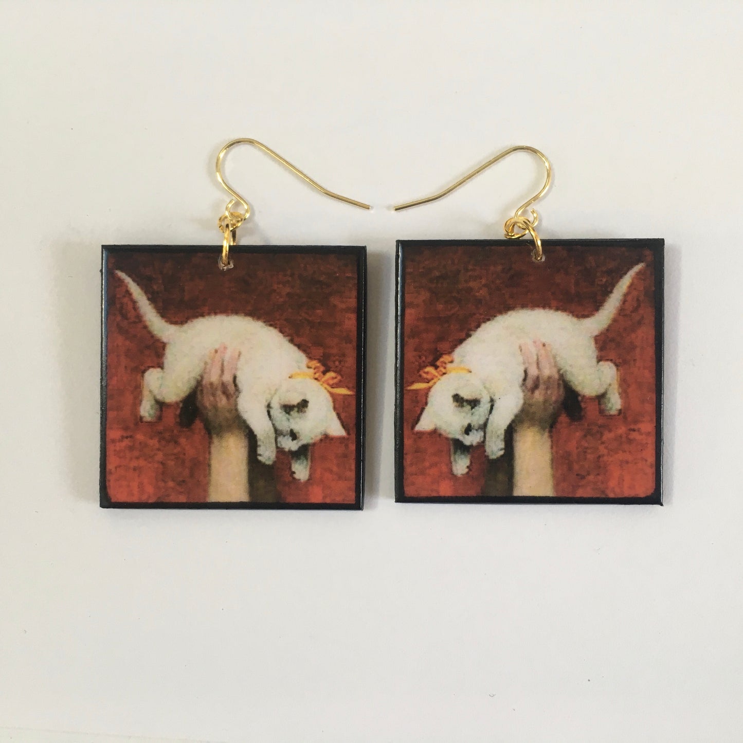 Museum-Inspired Sustainable Earrings Romantic art detail earrings. Cat earrings Obljewellery