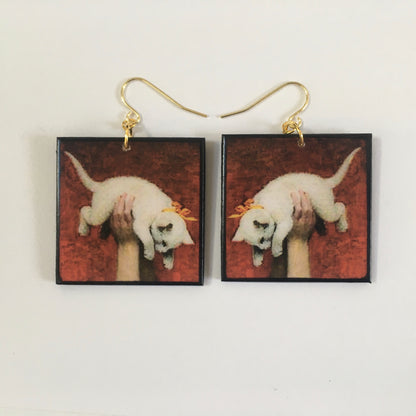 Museum-Inspired Sustainable Earrings Romantic art detail earrings. Cat earrings Obljewellery