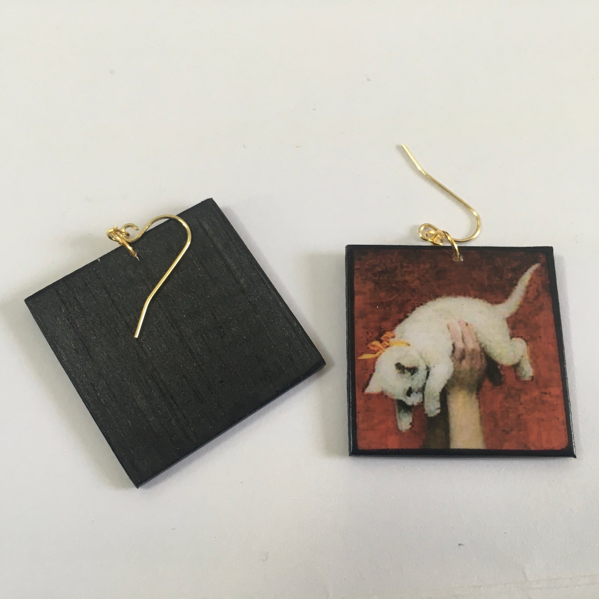 Museum-Inspired Sustainable Earrings Romantic art detail earrings. Cat earrings Obljewellery